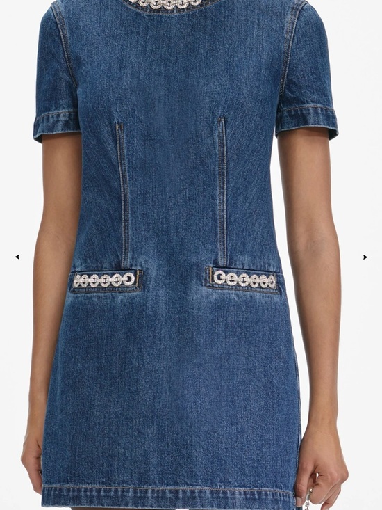 Self-Portrait Indigo Crystal Trim Mini Dress NWT Size 2 - Picture 4 of 10